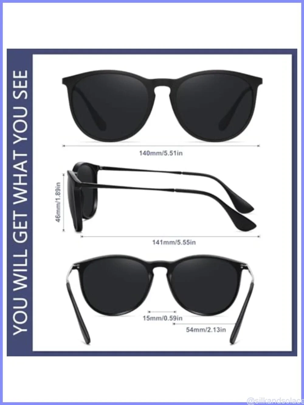 Polarized Round Retro Sunglasses UV Protection Lightweight Unisex
